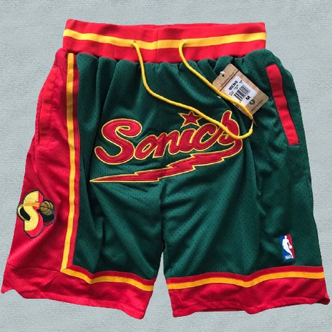 Seattle Supersonics Basketball Shorts Men's Pants  Stitched color Green New Cover