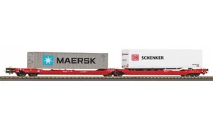 PIKO H0 24619 Carro a Tasca T3000e con container 40' MAERSK e SCHENKER Ep. VI - Foto 1 di 3