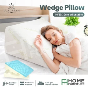 Wedge Body Pillow 10/20/30 Adjustable Back Support Cool Gel Memory Foam Cushion - Picture 1 of 12