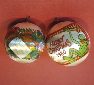 Hallmark 1980 Muppets & Mom Christmas Unbreakable Satin Ornaments Lot of 2 - Picture 1 of 16