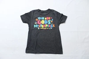 Love In Faith Youth's God's Masterpiece Short Sleeve Tee CG2 Charcoal Small - Picture 1 of 3