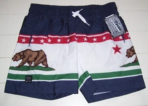 Brooklyn Cloth Blue Bear Star Patriotic July 4th Volley Swim Shorts Trunks M - Picture 1 of 2