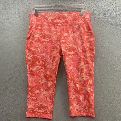 Danskin Now Women’s M Yoga Active Capri Leggings Pants Pink Orange Geometric - Image 1 of 4