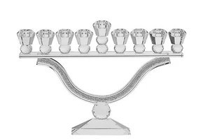 Moderner/traditioneller Kristall Menora Bogen & Steine 13,75" L x 10,5" H x 1,75" B - Bild 1 von 1