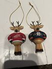 Detroit Red Wings & Tigers Reindeer Ornaments. VG