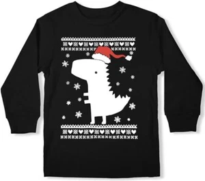 BesserBay Unisex Kid's Funny Long Sleeve Shirt - Santa Dinosaur - Size: 12 - Picture 1 of 3