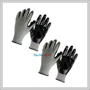 2 pares de guantes de trabajo libres de látex con agarre firme grandes recubiertos de nitrilo - envío rápido - Imagen 1 de 2