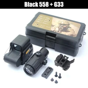 TAC QD 558 Red/Green Dot Sight Scope + G45/G43/G33 5x 3x Magnifier Rifle Mount - Picture 1 of 15