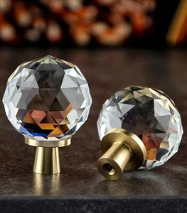 Crystal & Brass Pull Handle Diamond Dream Wardrobe Door Knob Handle  - Picture 1 of 12