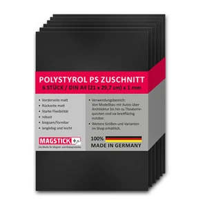 6er Set Polystyrol Platten schwarz I DIN A4 Kunststoff-PS Zuschnitte I mag_274 - Bild 1 von 9
