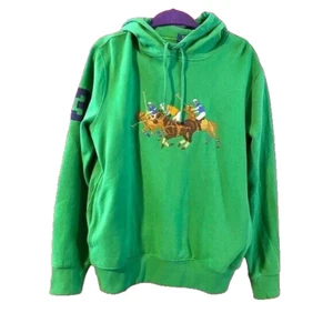 Polo Ralph Lauren Embroidered Triple Pony Hoodie Sweatshirt Size XL Green Logo - Picture 1 of 10