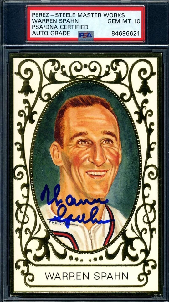 Warren Spahn Gem Mint 10 PSA DNA Signed Perez Steele Master Works Ramly Auto - Image 1 of 1