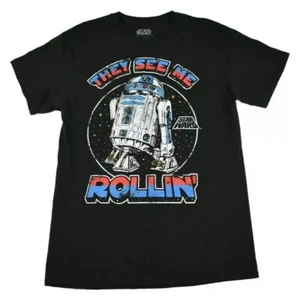 Camiseta Disney's Star Wars Estándar Negra Adulto "They See Me Rollin'" R2-D2 - Imagen 1 de 1