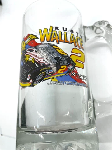 Rusty Wallace # 2 Miller Beer Mug Penske Racing Ford Mobile Goodyear 5.5" Tall Cover
