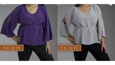 NWOT Lane Bryant ICON Purple 100% Silk Blouse Top Tunic Cold Shoulder Size 24 - Image 1 of 4