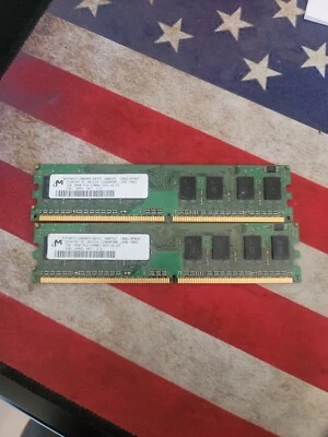 USED 1 GB X 2 PC2-5300 DDR2 667MHZ CL5 2GB TOTAL 2 MICRON 1RX8 1 SAMSUNG 2RX8 HP - Image 1 of 2