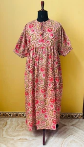Block print Dress Floral Print long dress Women cotton & summe dress gift item - Picture 1 of 5