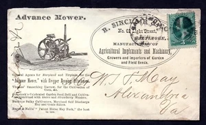 US 1880s ADVERTISING "ADVANCE MOWER" BALTIMORE, MD. DUPLEX FANCY CANCEL - Picture 1 of 2