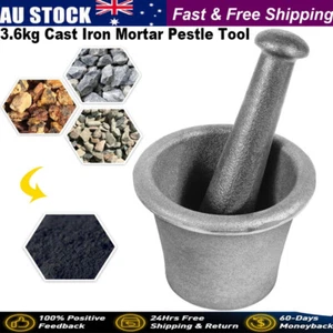 3.6kg Cast Iron Mortar Pestle Tool Set Rock-Ore Crusher-Assay-Gold-Pulverizer - Picture 1 of 12