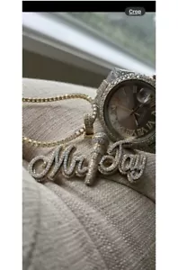 925 Sterling Silver 2 inches Custom Name pendant Tester Passing Moissanite - Picture 1 of 1