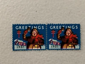 1937 USA Christmas Seal Double . MNH, - Bild 1 von 1