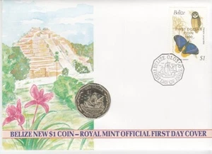 Numismatic Letter Belize New 1 $ Coin Sailing Ship 1990 - Picture 1 of 1