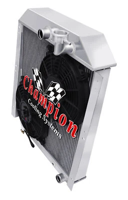 KR Champion 3 Row Radiator W/ 2 10" Fans for 1947 - 1954 GMC Truck L6 Engine - Image 1 of 4