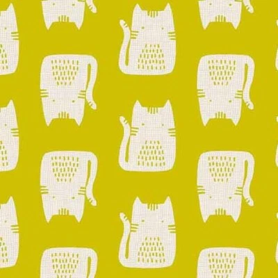 Feline Drive Fabric CATS & DOGS Cats on Yellow Andover Fat Quarter (18"x22") FQ - Image 1 of 4