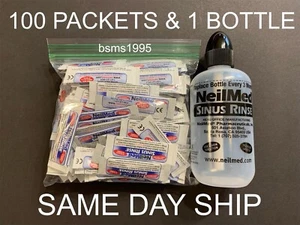 NEILMED SINUS RINSE 100 PACKETS PREMIXED REFILL & 1 NEW EMPTY BOTTLE EXP 1/2028 - Picture 1 of 1