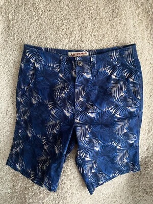 Шорты гибкие Arizona Jeans Co мужские 30 синие гавайские тропические пальмы 10 дюймов по внутреннему шву - Изображение 1 из 4