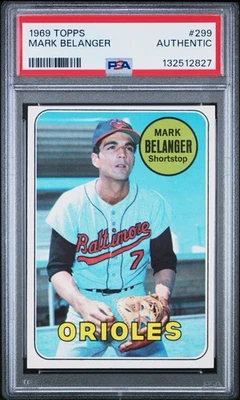 1969 Topps #299 Mark Belanger Orioles PSA Authentic - Image 1 of 3