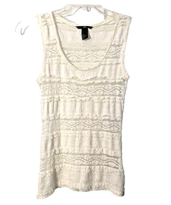 Top H&M Mujer Pequeño Blanco Crema Marfil Encaje Gasa Boho Campesino Gitano Grannycore - Imagen 1 de 6