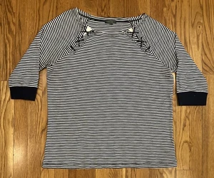 LRL Ralph Lauren Mujer Plus 2X Azul Rayas Manga 3/4 Camisa Pescador Náutico - Imagen 1 de 11