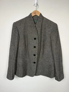 Vintage Ralph Lauren Blazer Damen 16 schwarz Tweed vier Knöpfe klassisch altes Geld - Bild 1 von 14
