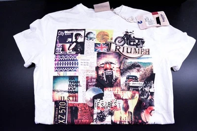 Nueva Camiseta Triumph MTSS14331 Tri Foto OEM Blanca Pequeña Nueva de Lote Antiguo Foto 1 de 4