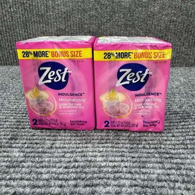 2 Packs -4 Bars ZEST Moisturizing Lush Orchid & Almond Oil Bar Soap 4.12oz Each - Image 1 of 4