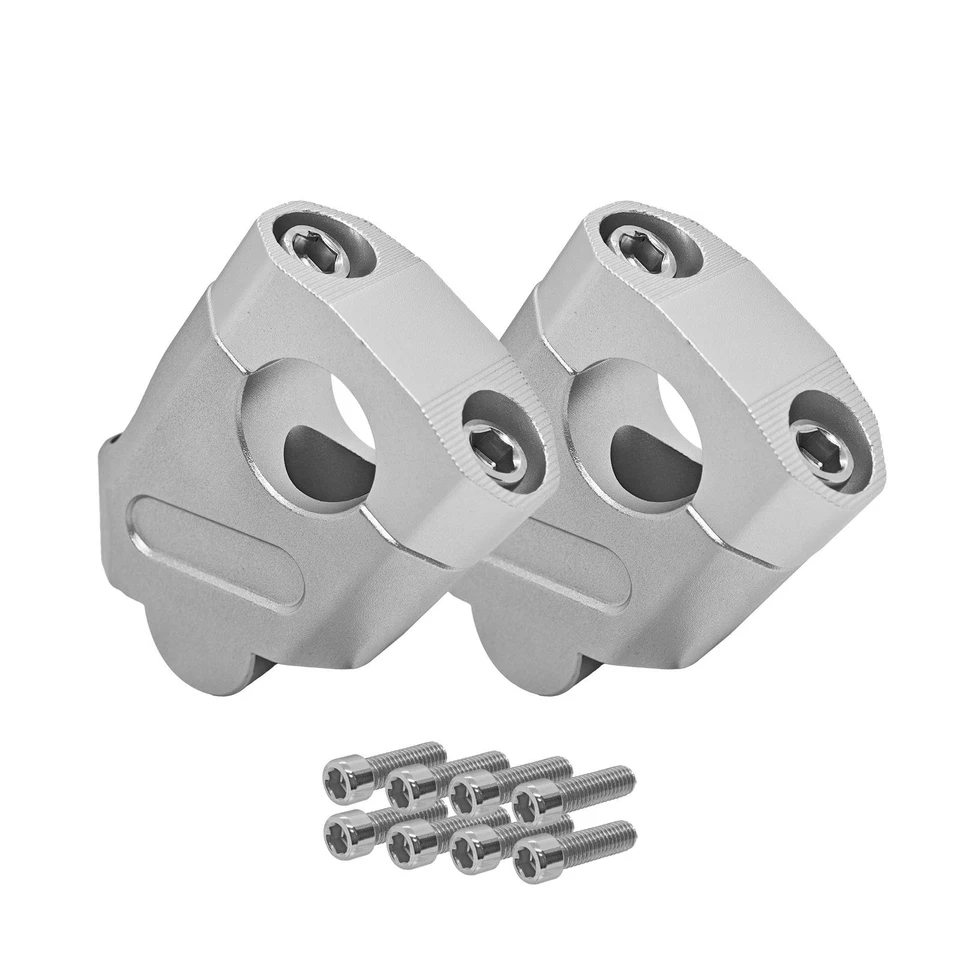 MF3444 Kit Riser 40mm Rialzo Manubrio 22mm Argento Alluminio CNC Universale Moto - Immagine 1 di 4