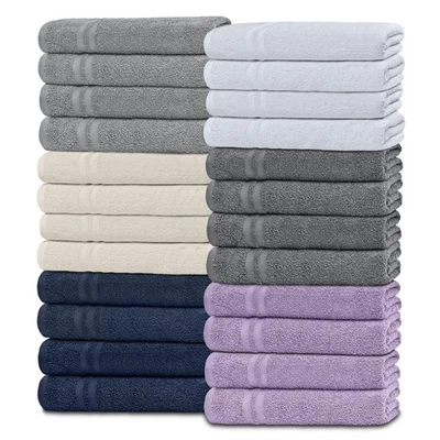 Wash Clothes 100 % Cotton - Soft and Absorbent  - 12x12 Inch - 24 Pack -Multi - Image 1 of 4