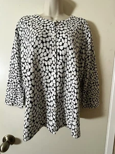 SAG HARBOR Cardigan SZ XL 100% COTTON Graphic print 3/4 Sleeve Round Neckline - Foto 1 di 8
