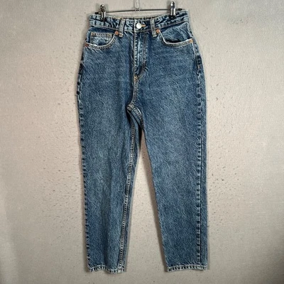 Pantalones de mezclilla azules de pierna cónica cintura alta talla 4 de Zara para mujer Foto 1 de 4