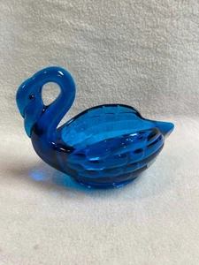 Vintage Wikinger blau Glas hinten offen Schwan Schale - Bild 1 von 7