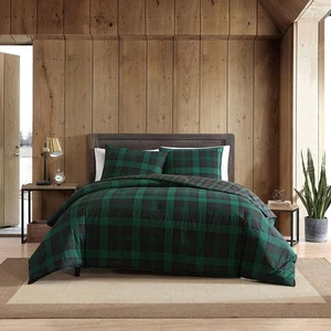 Woodland Tartan 2-teiliges grün kariertes Baumwoll-Doppel-Bettwäscheset - Bild 1 von 7