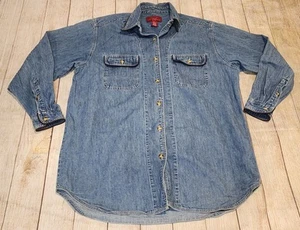 VINTAGE Limited Jeans Women's Button Denim Shirt Size Medium Hong Kong - Picture 1 of 4
