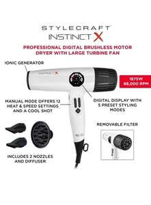 Instinct-X Profi Haartrockner Brushless Motor mit Digitalanzeige - OPEN BOX - Bild 1 von 5