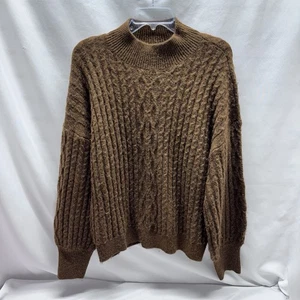 Maglione donna Vince Camuto maglia cavo marrone taglia XXL finto collo manica lunga usato in ottime condizioni - Foto 1 di 7