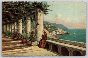 Postcard Italy Amalfi dall'Hotel dei Cappuccini Pittore G.Carelli - Picture 1 of 2