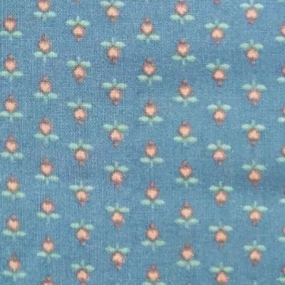 Vintage Joan Kessler For Concord Blue Pink Floral Tulip Fabric 2 Yards 42” Wide - Image 1 of 3
