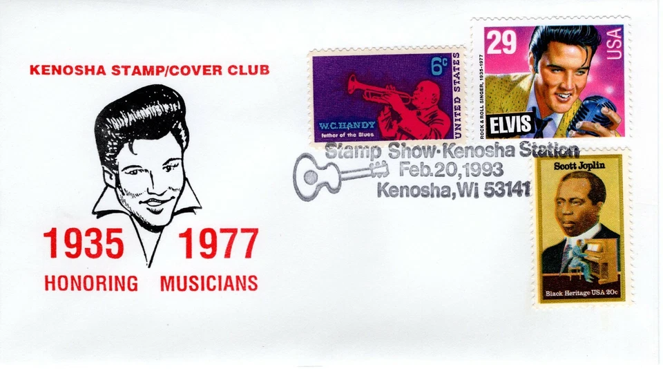HONORING MUSICIANS, ELVIS,  KENOSHA, WI 1993 FDC9531 - Image 1 of 1