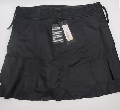 Minifalda Rachel Zoe para mujer 6 cuero de cordero negro forrada en capas Venecia nueva con etiquetas Foto 1 de 4