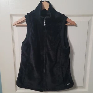 Prana Monkey Fleece Zip Vest Women’s Size S Black Pockets Ribbed Neck Arm EUC - Picture 1 of 10